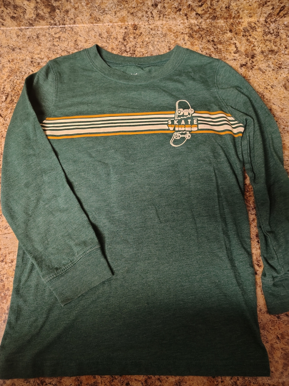 Carter's Forest Green Long-Sleeve Shirt with Striped Skate Graphic